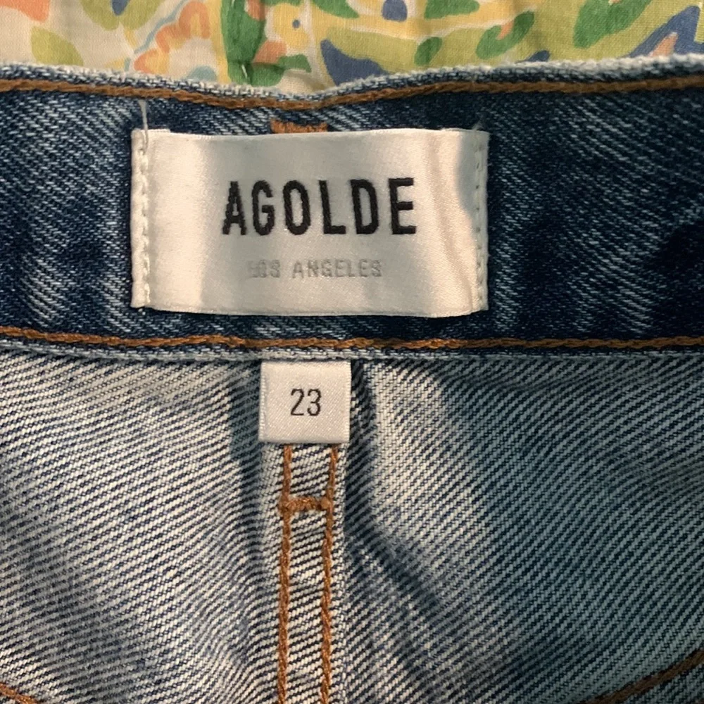 Agolde Blue Distressed Jean Shorts - Picture 3 of 3
